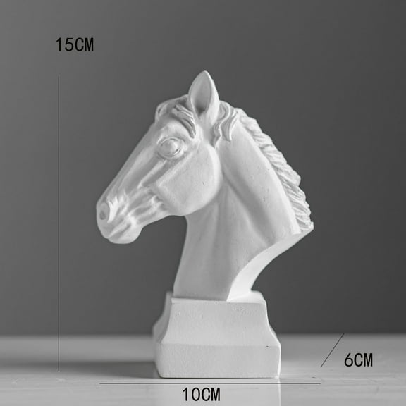 1pcs White Resin Little Head Horse Figurines, Decorative Ornaments for Table Centerpiece Living Room Decor