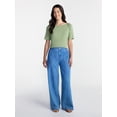 thumbnail image 3 of Time and Tru Women's Envelope Tee with Short Sleeves, Sizes XS-XXXL, 3 of 6