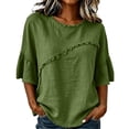 thumbnail image 2 of Kezqiaxn Cute Tops for Women Ruffle Short Sleeve Crew Neck Loose Casual Shirts Business Dressy Work Blouses Women's Clothing, 2 of 7