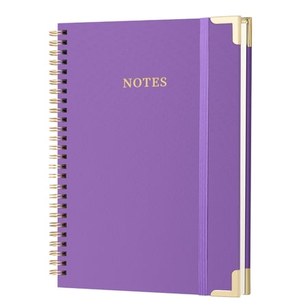 ALKALO A4 Large Spiral Notebook Journal, (8.5×11'') 100 Pages Linen Hardcover College Ruled Journaling For Work & Note Taking Thick Spiral Journal For Writing Daily Journal For Women & Men-Purple