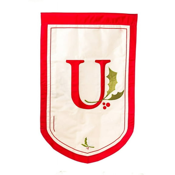 Holly Berry Monogram Flag - U