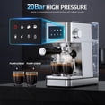 thumbnail image 2 of 20 Bar Espresso Machine with Milk Frother, Stainless Steel Coffee Maker Touch Screen & Cold Brew, 45s Fast Heat Small Cappuccino 57.5oz Removable Water Tank for Home, Silver, 2 of 5