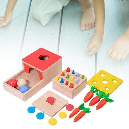 Boîte à Permanence D’objet En Bois – Plateau + 3 Balles Colorées, Jouet éducatif Bébé