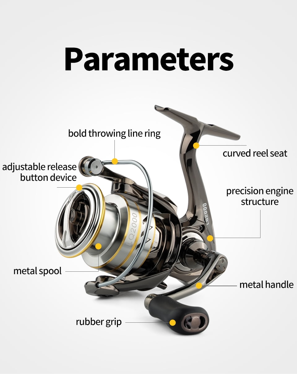 LINNHUE Fishing Reel LQ1500 2000 2500 3000 Saltwater available Spinning Reel Drag System 10kg Max Grey Golden Reel Fishings