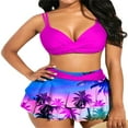 thumbnail image 3 of MesaSe Women 2Pcs Swimsuit Set  Solid Color Wrap Bikini Tops + Ruffle Skirt Bottom Set Beach Swimwear, 3 of 5