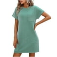 thumbnail image 3 of Teissuly Women's Summer Casual Color Contrast Short-sleeved Crew Neck Dress, 3 of 6