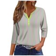 thumbnail image 1 of GYUJNB 3/4 Length Sleeve Womens Tops Button Down Summer Henley Neck T Shirts Plus Size Blouses, 1 of 5