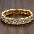 thumbnail image 4 of Mens Womens Cuban Link Bracelet Hip Hop Bracelet Stainless Steel Chain Bracelet Iced Out Curb Cuban 18k Gold Plated Bracelet With Clear Rhinestones, 4 of 5