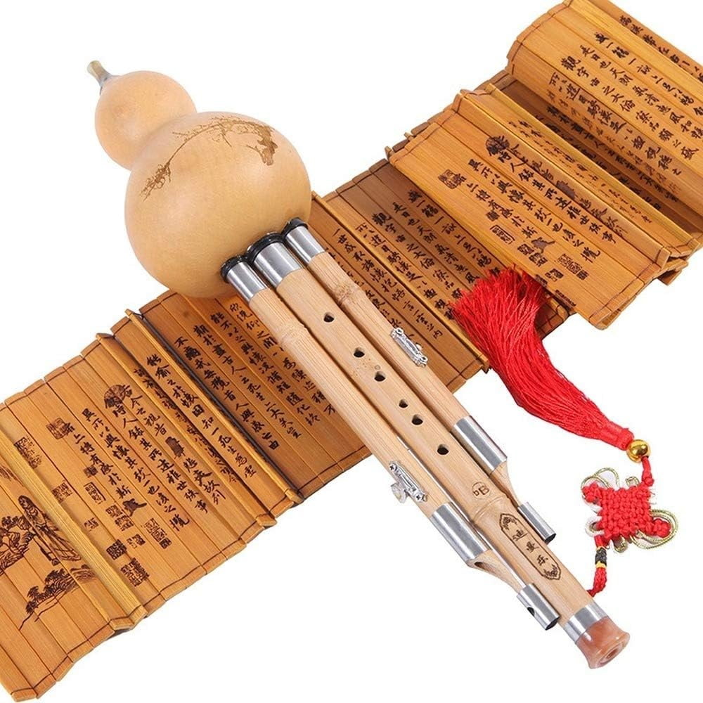 Wooden Gourd Flute, Chinese Musical Instrument Flute, Handmade With Chinese Knot And Storage Box, Ethnic Musical Instrument For Beginners,C Key