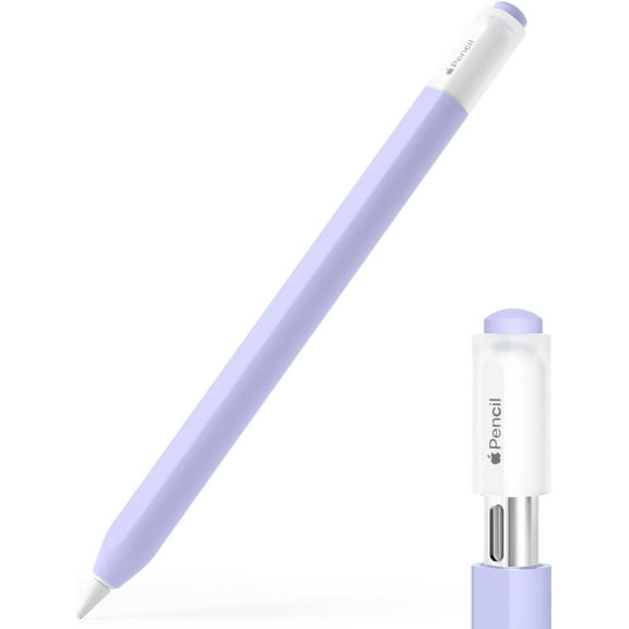 Pencil Case for Apple Pencil (USB-C), Silicone Protective Cover Sleeve, Supports Magnetic Attachment (Lavender)