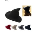 thumbnail image 2 of Spencer Black Steeple Wool Big Brimmed Pointed Witch Hat Halloween Costume Accessory, 2 of 7