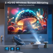 [Built-in APPs] ARTSEA Smart Projector with WiFi and Bluetooth,Tripod Including,2025 Upgrade Android TV OS,4K Support Native 1080P,Keystone Correction,Compatible with Smartphone/Laptop/TV Stick,White