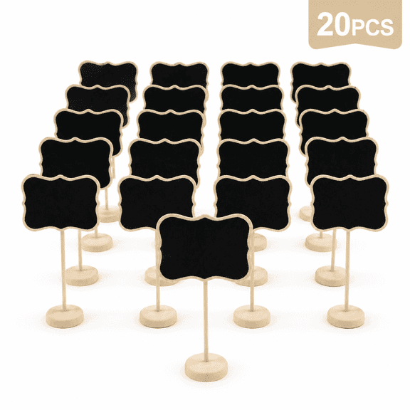20PCS Mini Chalkboard Signs, Good for Party Buffets, Message Board Signs, Weddings, and Birthday Parties, Wood