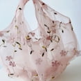 thumbnail image 5 of Pkhoxwe Embroidery Flower Handbag Transparent Mesh Shopping Bag Beach Mesh Tote Bag for Women, 5 of 7