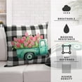 thumbnail image 3 of Set of 2 Pink Tulip Throw Pillow Covers Spring Summer Floral Decorative Pillow Case 16x16 Vintage Blue Truck Buffalo Plaid Square Cushion Case for Living Room Bedroom Couch, 3 of 6