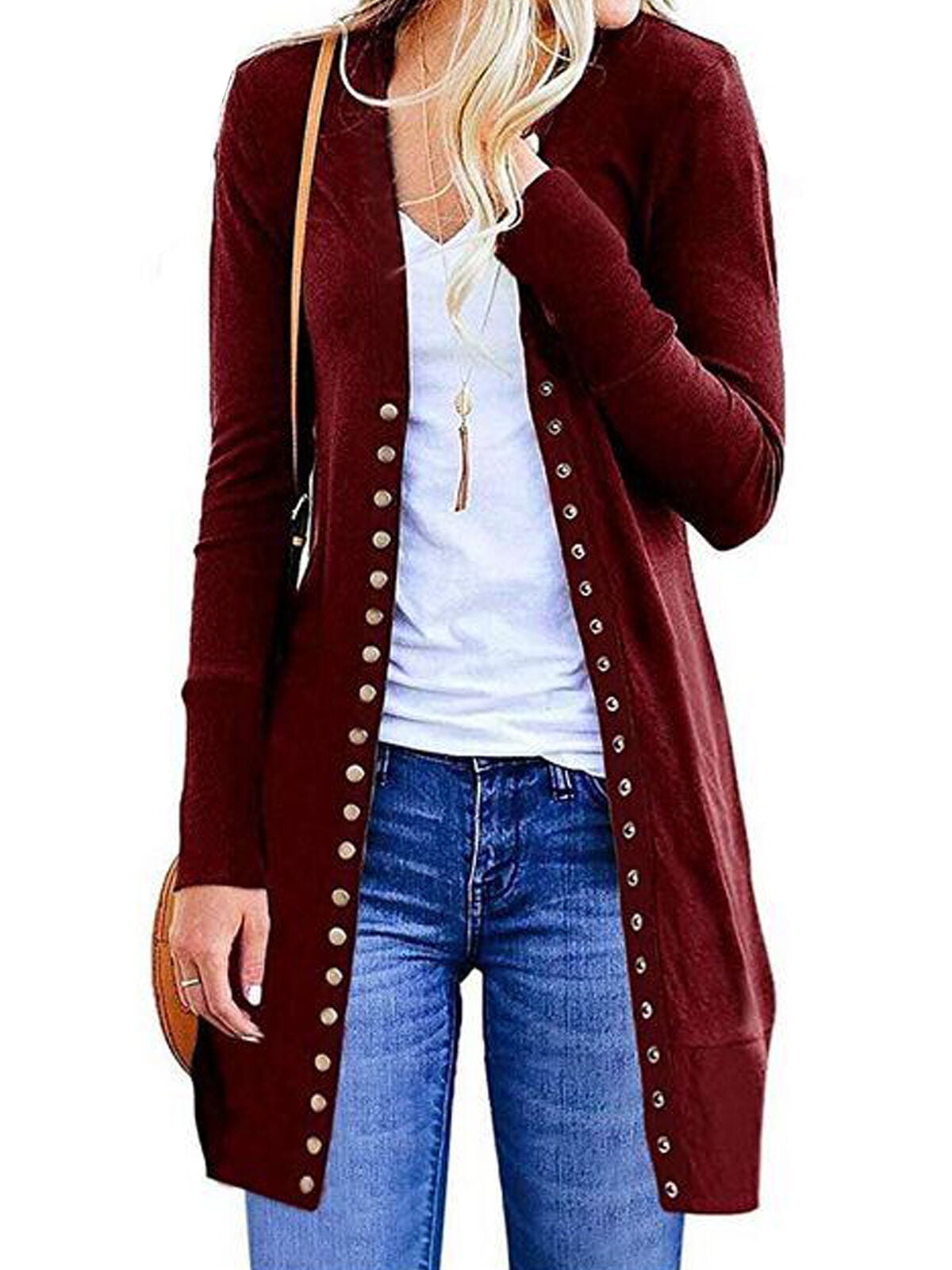 dark red cardigan womens