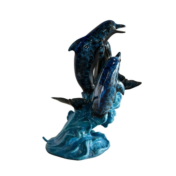 Nifao Dolphin Wave Outdoor Fountain Statue, Resin Garden Water Feature Sculpture for Patio & Lawn – Garden Outdoor Decor Sculpture, 15"L x 14"W x 20"H