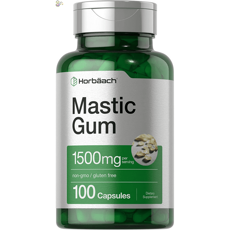 2 Packs Mastic Gum Capsules 1500Mg 100 Count, Non-Gmo & Gluten Free