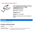 thumbnail image 2 of Left and Right Door Handle Set 2 Piece - Compatible with 1981 - 1988 Volkswagen Scirocco 1982 1983 1984 1985 1986 1987, 2 of 2