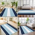 thumbnail image 4 of Area Rugs 5'x7', Navy Blue Aqua Stripe Carpet Runner Indoor Outdoor Rugs Home Decor Aesthetic, Modern Art Horizontal Striped Non Slip Mats Washable Accent Rug for Living Room Bedroom, 4 of 8