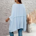 thumbnail image 5 of Delconic Womens Three Quarter Sleeve Blouse Casual Work Tunic Top Loose Fit Asymmetrical Hem Layered Pullover Office Shirt Light Blue 5XL, 5 of 5
