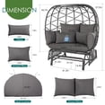 thumbnail image 3 of NICESOUL Double Wicker Rocking Egg Chair Indoor Outdoor Oversized Egg Basket Lounge Chair 2 Persons with Legs, Patio Egg Chair with Thick Cushions 500lbs Egg Shaped Loveseat with Cover(Gray), 3 of 9