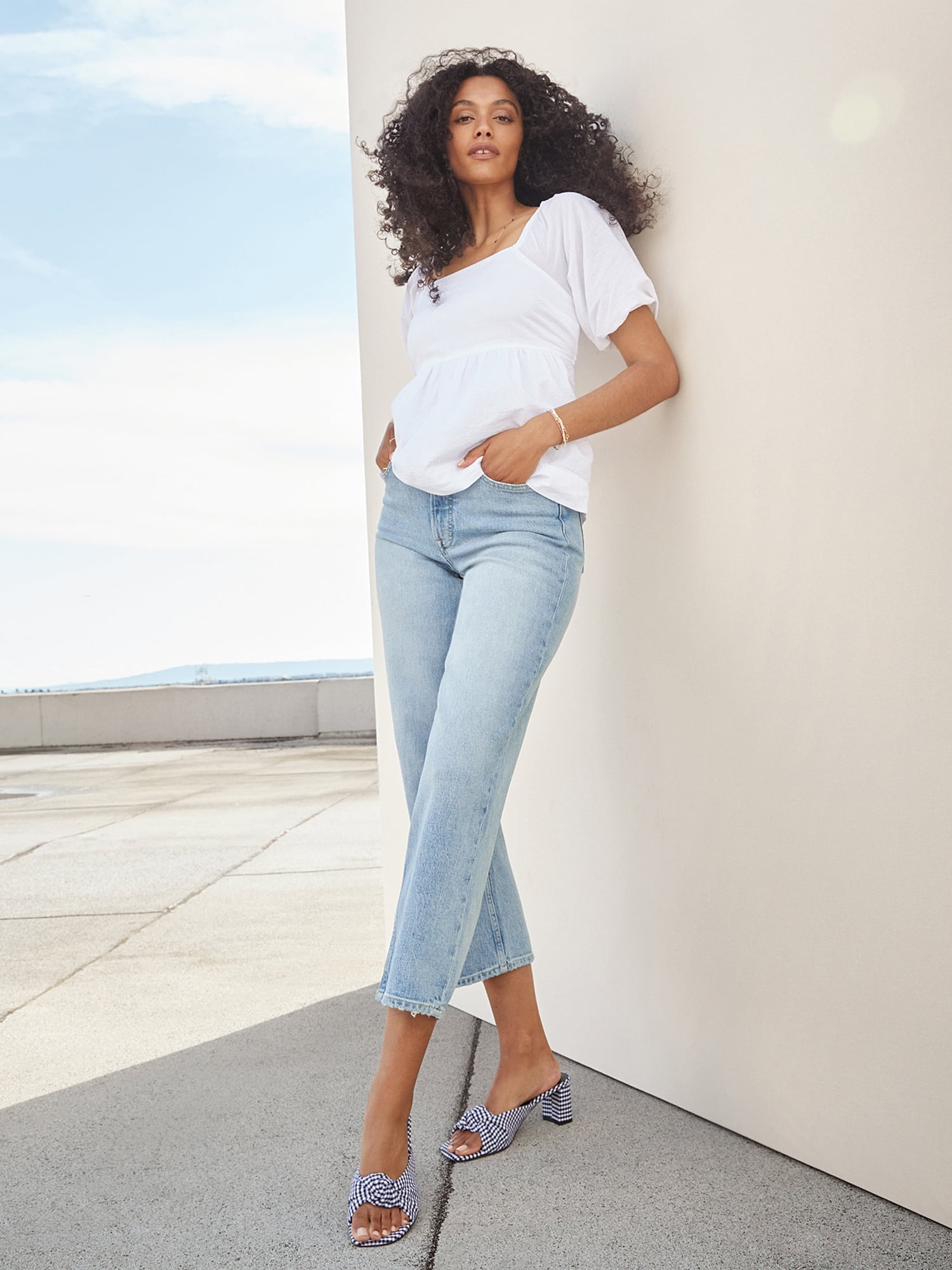 Free Assembly Women's High Rise 70's Wide Leg Straight Jean