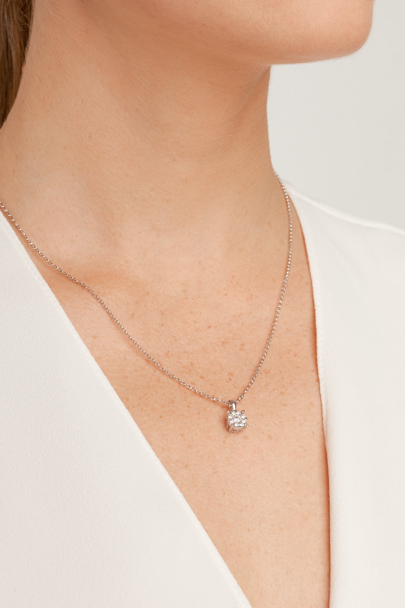 Forever Facets 3/8 CT TW Lab Grown Diamond Necklace in Platinum over Sterling Silver, Adult Female