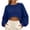 Blue, variant on Oiangi Womens Cropped Sweatshirt Long Sleeve Crewneck Loose Fit Pullover Fashion Y2K Going Out Tops for Fall Army Green 2XL