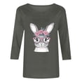 thumbnail image 4 of 3/4 Length Sleeve Tops for Women Easter Cotton Shirts Funny Graphic Tees Shirt Cute Rabbit Bunny Pullovers Tunic Blouse Holiday Party Clothing, 4 of 4