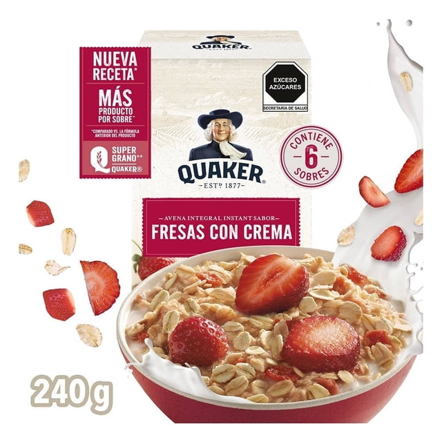 Avena integral Quaker instant sabor fresas con crema 240 g