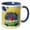 Blue/White, variant on 3drose, the 60s Peace,love,flower Power Van and Peace Sign Art, 11oz Two-tone Yellow Mug