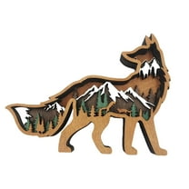 Modern Wooden Statue Sculpture Animals Figurines Housewarming Home Decor