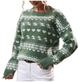 thumbnail image 2 of VONCOS Women Christmas Sweater- Knit Round Neck Snowflake Cute Elk Pullover Long Sleeve Outwear Tops, 2 of 9