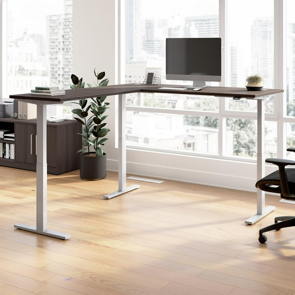 Move 60 Series 72W L Shaped Standing Desk in Storm Gray - Engineered Wood
