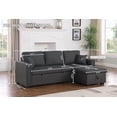 thumbnail image 2 of Alexent 3 Seater L-Shaped Sofa with Pull Out Sleeper Sofa， with Storage Recliner, Apartment Small Sectional Sofa, for Living Room, Bedroom，Dark Gray, 2 of 7