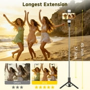SelfieShow Selfie Stick, 45 Extendable Selfie Stick Tripod, 360° Rotating Portable Phone Tripod with Bluetooth Remote and 2 LED Lights for iPhone and Android (Black)