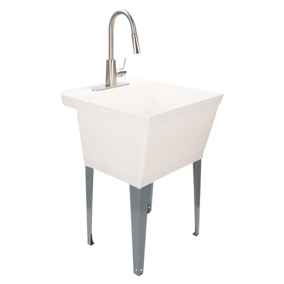 Tehila 19 Gallon Laundry Sink with High Arc Stainless Steel Pull-Down Faucet