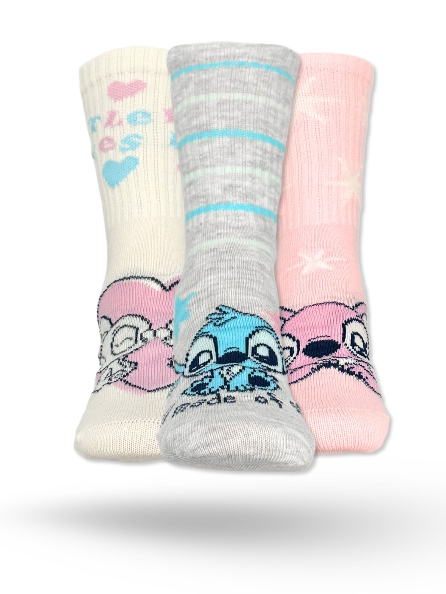 Disney Stitch Girls Mid-Crew Socks, 3-Pack, Sizes S/M-M/L