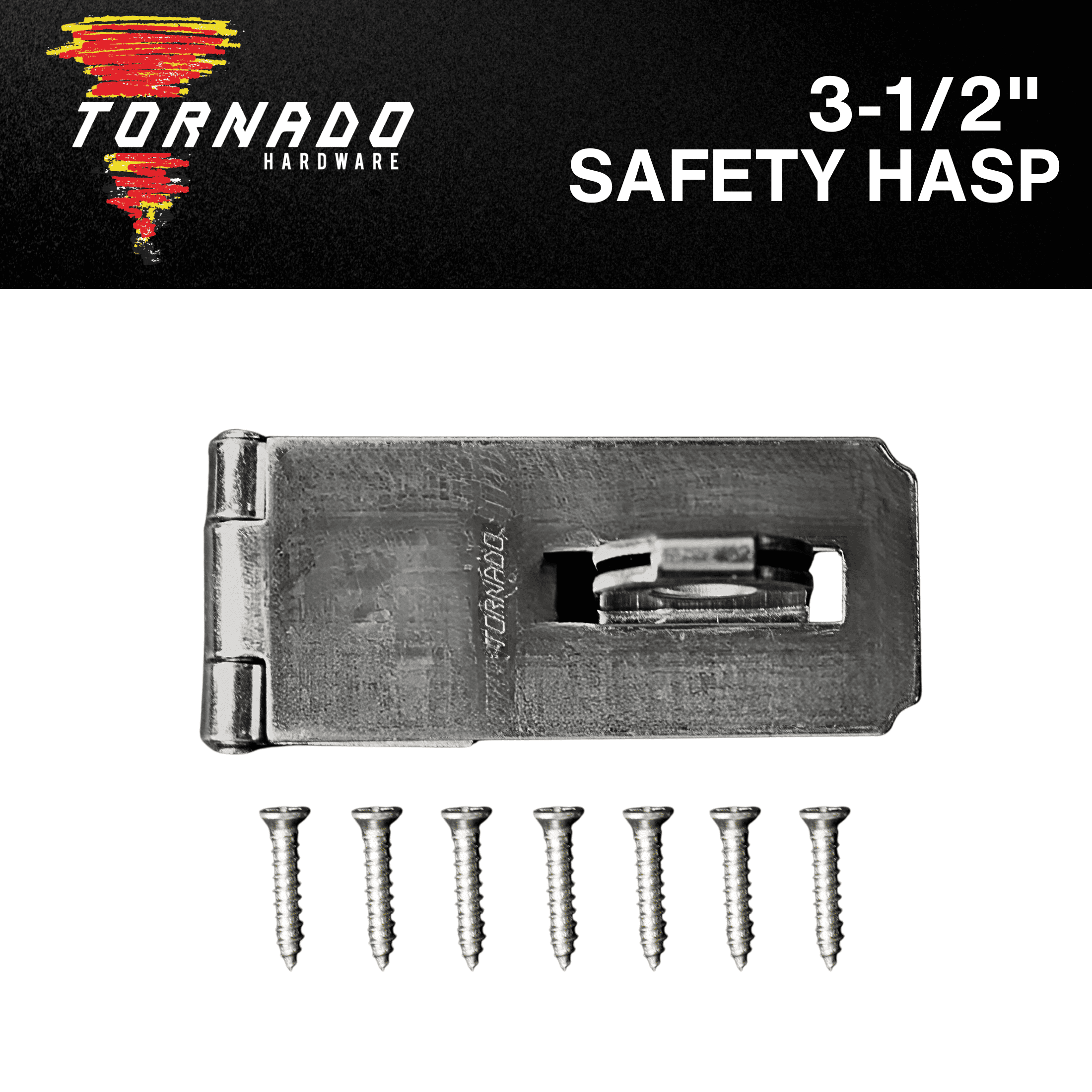 Tornado Fixed Staple Safety Hasp, Zinc Plated, 3-1/2"