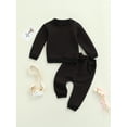 thumbnail image 3 of Newborn Baby Boy Girl Clothes 6M 12M 18M 24M Gender Neutral Sweatsuit Unisex Solid Outfit Long Sleeve Warm Pullover Pant Set, 3 of 10