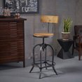 thumbnail image 1 of Ximen Naturally Antique Fir Wood Barstool w/ Backrest, 1 of 5