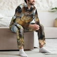 thumbnail image 7 of Naloa Cat In Sun Hat Men’s Pajamas Set - Long Sleeve Button Down Sleep Shirt and Pajama Bottoms Sleepwear Set-Medium, 7 of 7