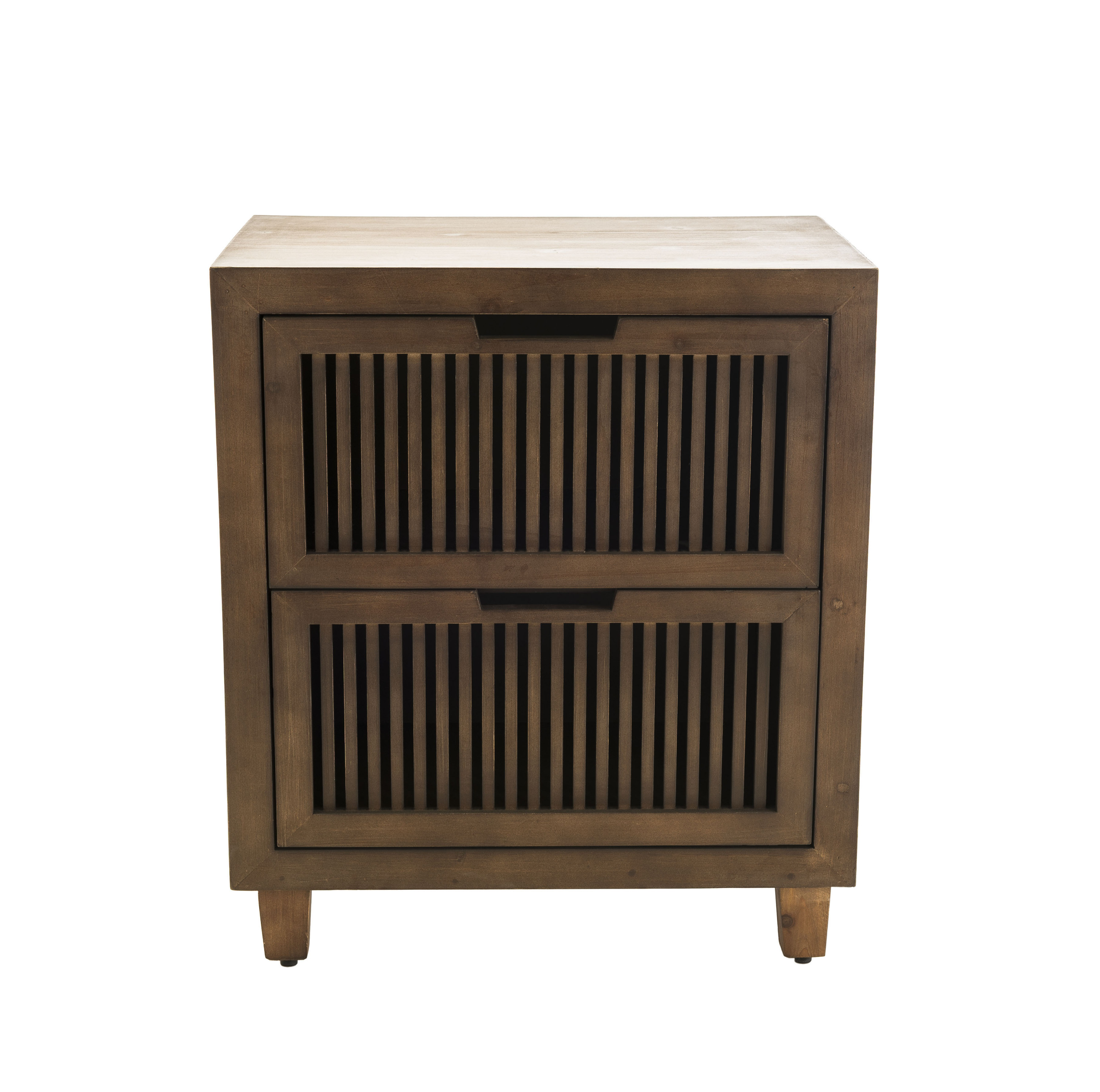 Finch Sawyer 2-Drawers Solid Ash Wood Frame Cabinet in Brown