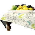 thumbnail image 4 of Mid Century Modern Tablecloth, 1950s Vintage Style Atomic Science Background Vintage Atomic Stars Pattern Table Cloth for Home Kitchen Dining Room Holiday Picnic Party, Rectangle(55x55in), 4 of 6