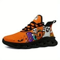 thumbnail image 4 of Coolcustomize Men's Spooky Glow-in-the-Dark-like Effect Low-Top Sneakers with Jack-O-Lantern/Charm, Orange Treat Shoes for Halloween, Lightweight Casual Trainers with Wiggly-Eye Ghosts & Bats Design, 4 of 12