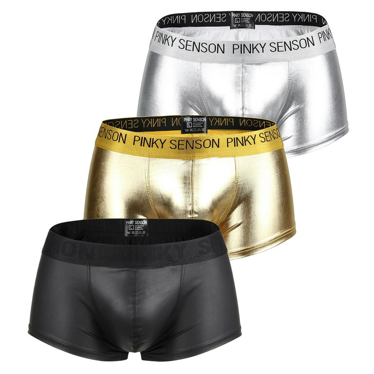 CLZOUD Gym Underwear for Men Multicolor Acrylic Men's Underwear Men's Boxer  Briefs Leather Briefs Big Bag Underwear 3PC M 