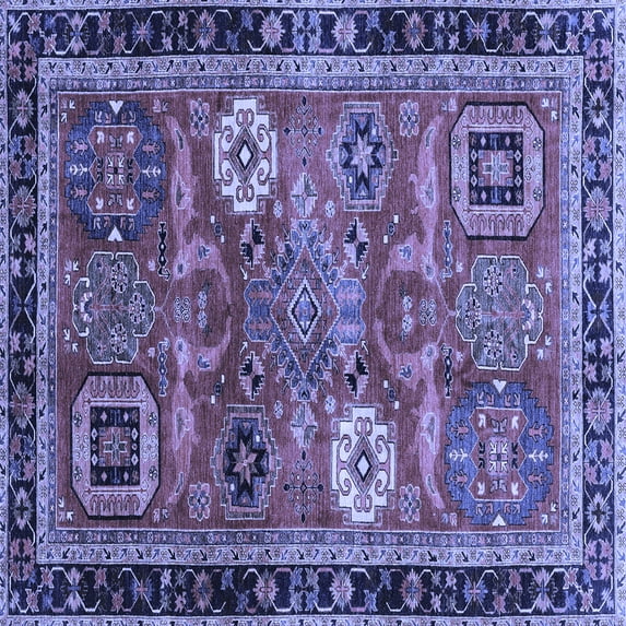 Ahgly Company Indoor Square Abstract Blue Modern Area Rugs, 4' Square