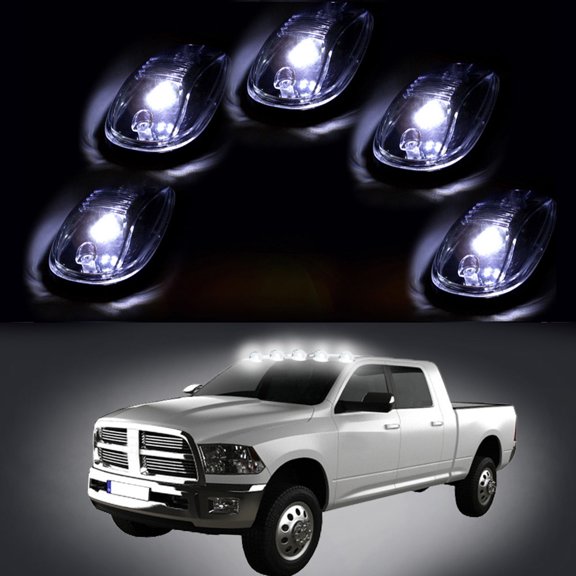 CCIYU Replacement fit for for Dodge for Ram 5x Cab Marker Roof Running Lamps with Base Housing + White Free T10 8SMD LED Bulbs