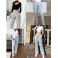 thumbnail image 6 of Pinspark Women's Petite Lenght Straight Leg Sweat Pants High Waist Stretch Sweatpants Drawstring Lounge Pants with Pockets, 6 of 6